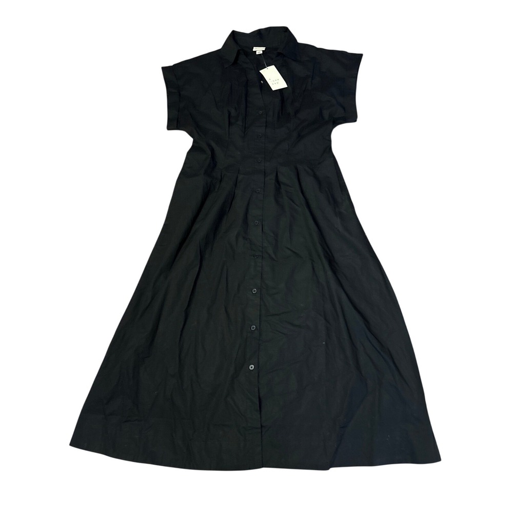 NEW A New Day Women Black Button Front Shirt Dress, Size S